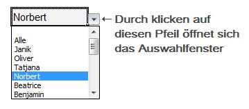 Auswahl mit dem Pfeil